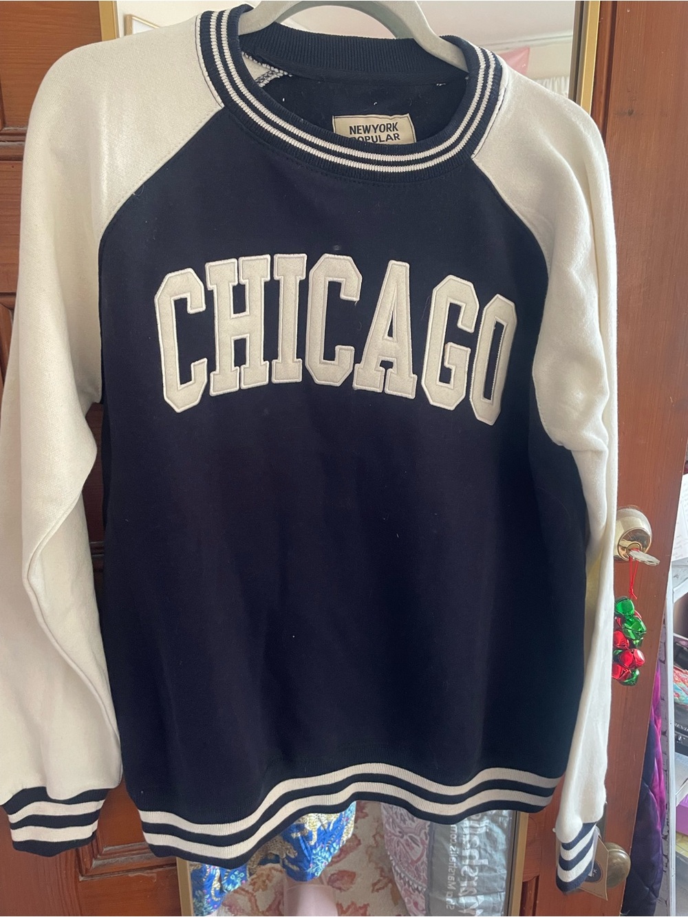 NewYork Popular Chicago Raglan Crewneck Sweatshirt L Navy